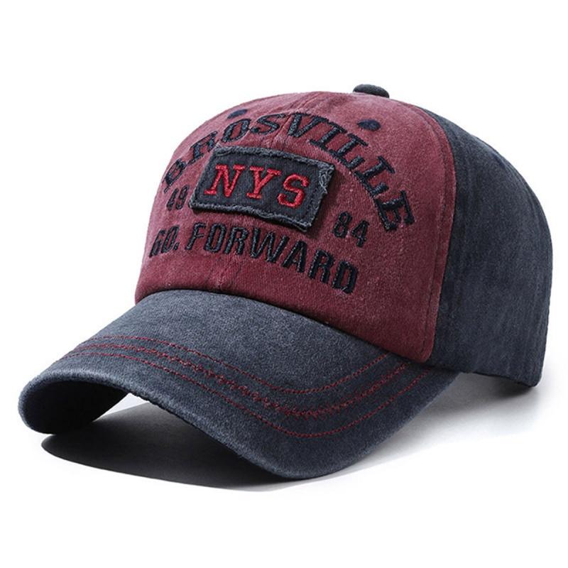 Spring Summer Men Baseball Cap Casual Distressed Washed Cotton Letter Embroidered Cap Bent Brim Dome Casual Sun Protection Hat
