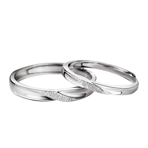 

[Nicoiro] Matching Couple Rings with a Beautiful Stardust Finish and Moebius Design, Free Size, Made of Silver (S925)