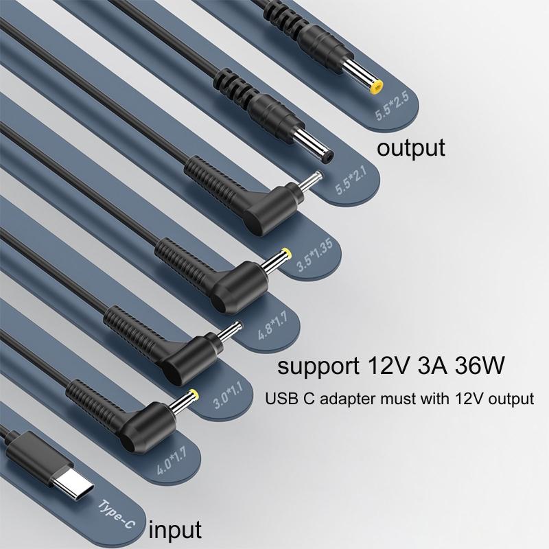 150cm USB C Type-C PD Male to 9V 12V 15V 20V 5.5x2.1 5.5x2.5mm 3.0x1.1 3.5x1.35mm 4.0x1.7mm 4.8x1.7mm Power Supply Adapter Cable