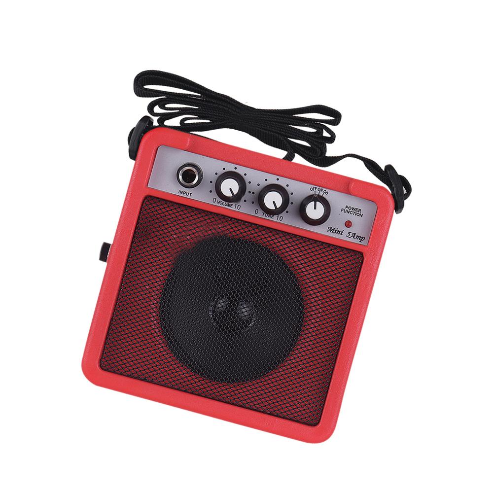 

Мини-усилитель для гитары, 5 Вт, динамик с входами 3,5 мм и 6,35 мм, выход 1/4 дюйма, поддержка регулировки громкости, овердрайв красный