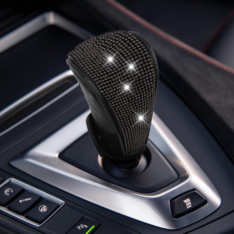 Kristall Diamant Auto Schalthebelknauf Abdeckung, Funkelnder Automatikgetriebe Schalthebel Griff Schutz, Klettverschluss Wicklung Innenraum Dekoration für Frauen Mädchen