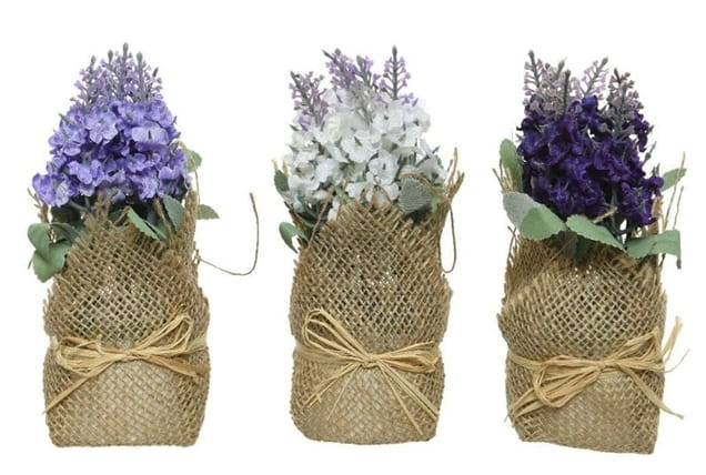 Lavender in a jute casing 17x7cm Artificial decorative plant