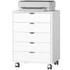 Mobile Office Pedestal, 5 Drawers, Rolling Storage for A3/Letter/A4, White
