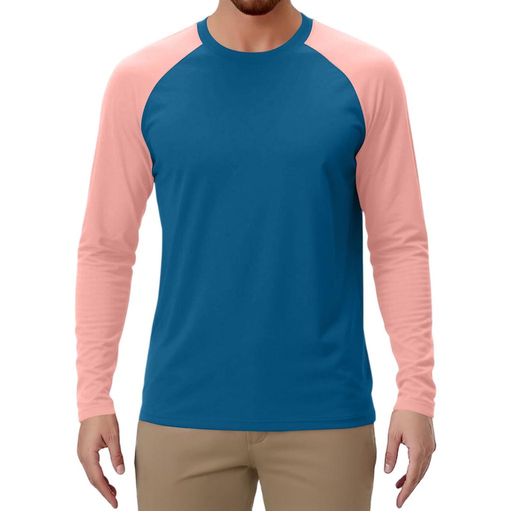 Men's Contrast Color Raglan Long Sleeve Sports Top