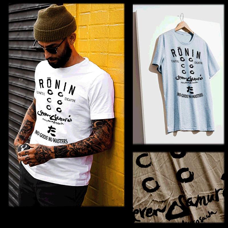 

7 Samurai t-shirt Japanese Ronin kanji warrior Bushido masterless Warrior tee 4XL