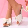 Women's Slippers 2025 New Plus Size Modern Fashion Dress Ladies Shoes Fashion Women Square Toe Thin Heels Bow Tie Pearl Sandals