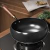 Smidjern Wok med Trelokk Non-stick Stekepanne Gryte Jevn Oppvarming Stekepanne for Gasskomfyr