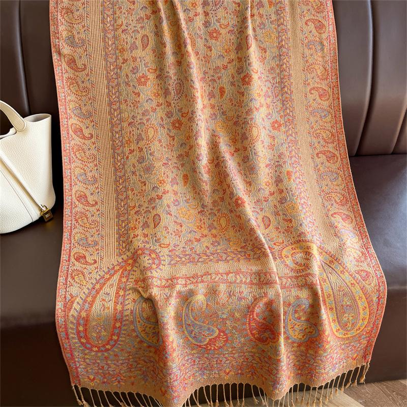 Bohemian Autumn Jacquard Pashmina Scarf Cashmere Women Paisley Design Floral Female Soft Thick Blanket Bufanda Warm Shawl Stole