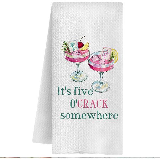 Funny Mahjong Cocktail Kitchen Towels, Mahjong Player Lover Gifts Dish Tea Towels for Kitchen, Gifts for Cocktail Lovers Decorative Hand Towel for Mahjong Cocktail-03