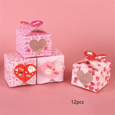 12/24 ks Krabička na dárek ve tvaru srdce s otevíracím okénkem Čtvercová krabička na čokoládu Krabička na balení dárku na svatební dort Dekorace na Valentýnskou párty