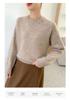 Women's Heather Yarn 100% Wool Round Neck Knit Pullover - Seven-Stitch, Long Sleeve, Lazy Style Base Layer