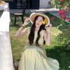Holiday Style Sub-yellow Vest Dress Women's Summer New Loose and Thin Gentle Girl Long Skirt