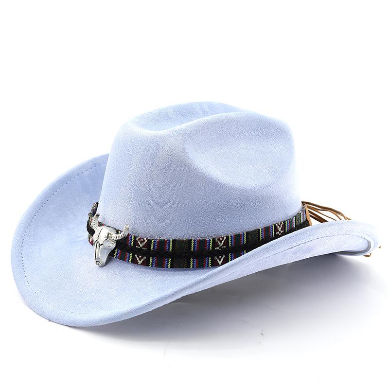 Classic suede brim western cowboy hat for men and women - outdoor travel hat with rolled brim, ethnic style fedora, felt hat
