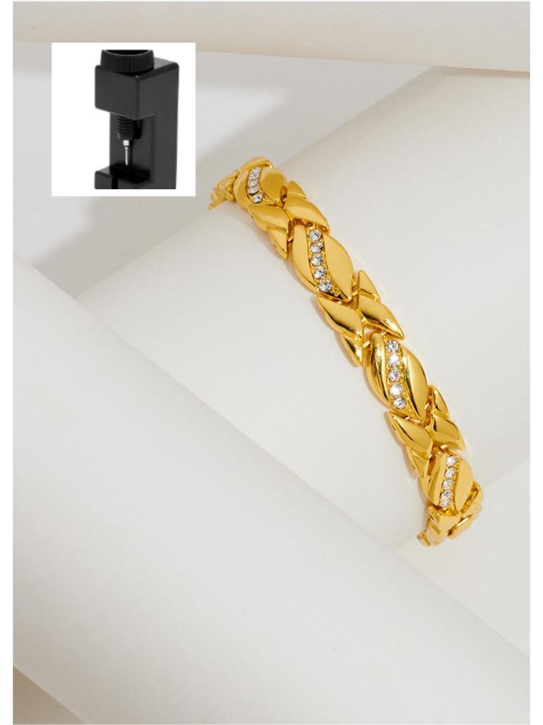 Jiarui Women's Leaf Diamond Magnetic Bracelet
