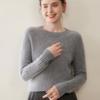 Women's Solid Color Cashmere Knit Pullover Sweater - Round Neck, Loose Fit, Slimming Base Layer for Autumn/Winter