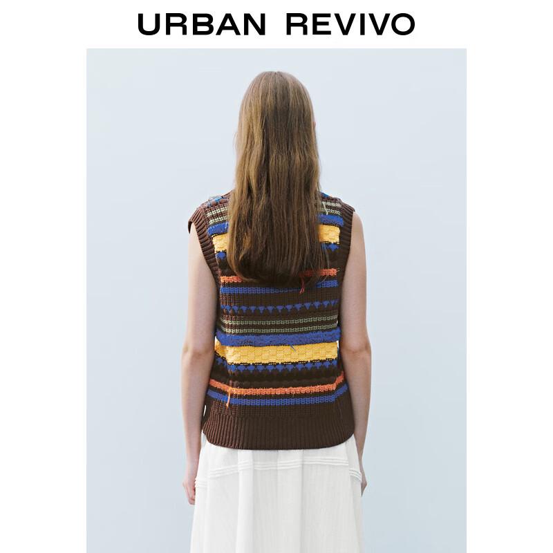 UR 2025 Spring Women's Retro Colorblock Knit Vest
