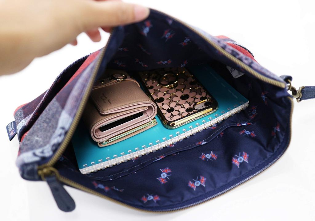 Marushin Disney Mickey Mouse Clutch H25 X Traditional Made with Wool Fabric by 2335017000 Bag, W33cm, Check, MOON, UK,