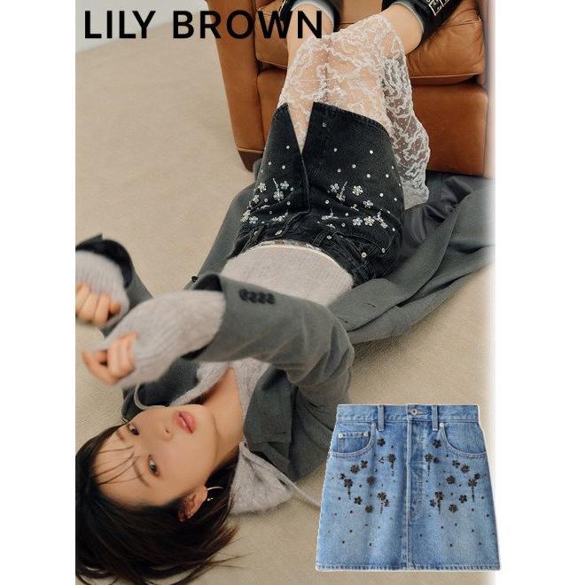 (Sale 60% OFF) Lily Brown / Lily Brown Bijou Denim Mini Skirt 24 Fall/Winter LWFS244803