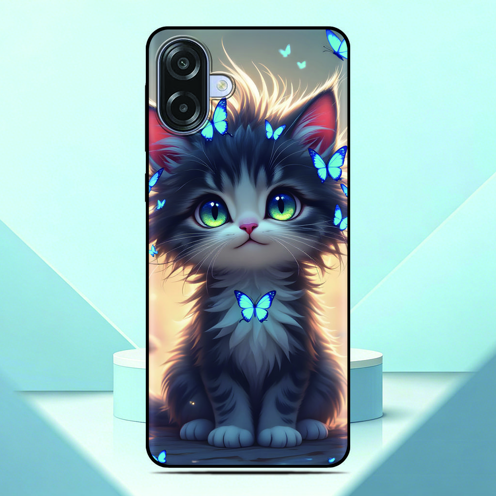 Lovely Kitten Anime Phone Case For Samsung Galaxy A07 4G Painted TPU Black Back Cover A 07 Soft Silicone Protective Fundas