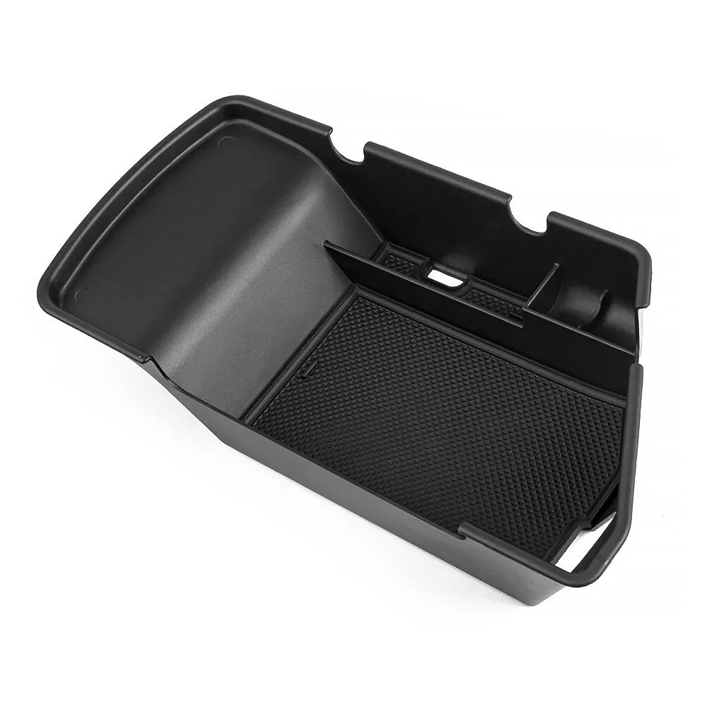1pcs Car Center Console Organizer Tray Black Plastic Armrest Storage Box Fit for Dodge Challenger 2015- A