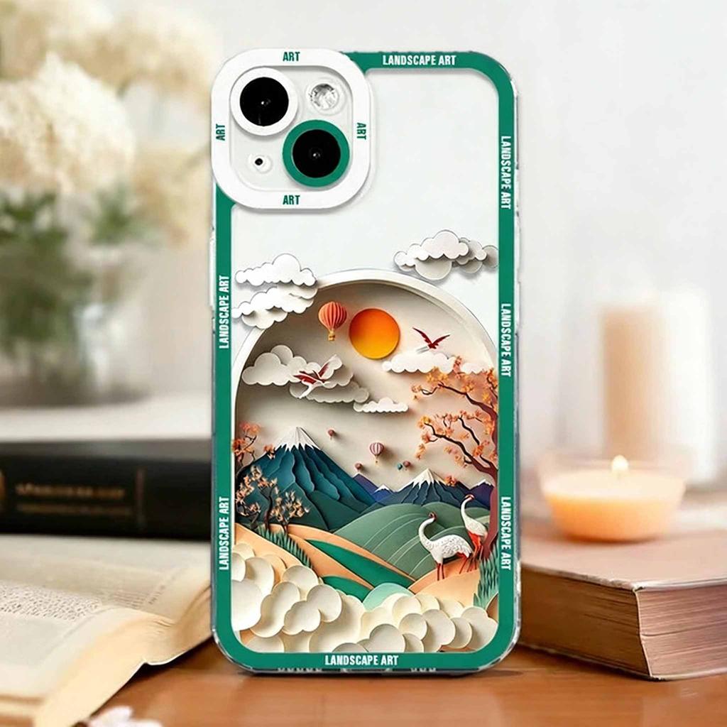 Luxury Japanese-Style Landscape Art Soft TPU Case For Xiaomi 15T Pro POCO X7 X6 X5 X4 X3 M7 F5 Pro F7 F5 F3 M3 11T Pro TPU Cover