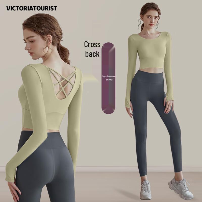 

VICTORIATOURIST Женский комплект для йоги с длинным рукавом, быстросохнущий L