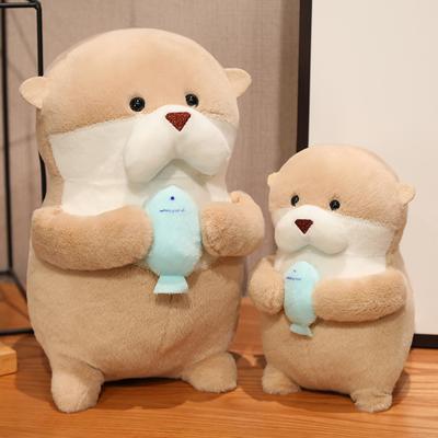 Cute and Adorable Otter Doll Holding Fish Plush Toy Small Otter Doll Children's Companion Comfort Pillow Doll