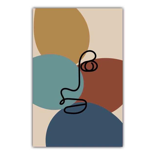 Abstract Matisse Minimalist Line Face Four Color Pattern Artwork Poster Canvas Painting Wall Art Pictures Room Home Decor