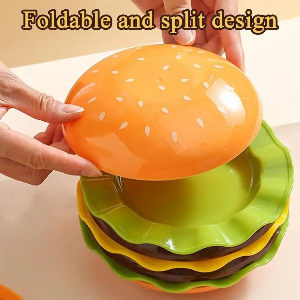 Burger-Shaped Stackable Hamburger Plate Set 5/7 Layers Bone Spit Plate Dinnerware Set Table Decor