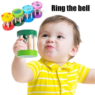 1PC Wooden Musical Instruments Toys Color Cage Bell Hand Bell Skin One Bells