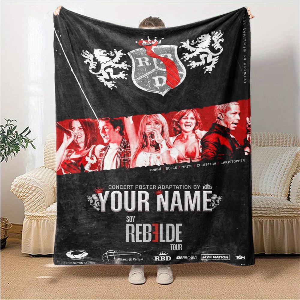 Name Custom RBD Band Print Flannel Blanket High Quality Warm Comfortable Cover for All Seasons Perfect for Gifts Home Decor