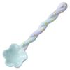 4 STÜCKE Niedlicher Keramik-Blumen-Suppenlöffel Kawaii Koreanisch Eis Handbemalt Dessertlöffel mit Langem Stiel Küchengeschirr Zubehör