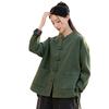 25 Meditation Is Still the Original Commoner, Thickened Padded Jacket, Women's Winter Ramie Sand Fried Chinese-style Retro Cotton-padded Jacket