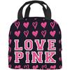 Love Pink Damska Izolowana Torba na Lunch Mleko Truskawkowe Wielokrotnego Użytku Chłodząca Torba Termiczna na Lunch Pojemnik, Chłopcy Dziewczynki Słodki Pojemnik Lunch Przenośna Torba