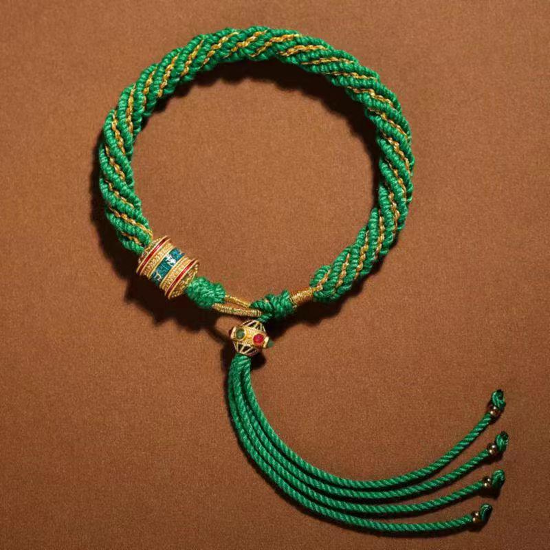 Colorful Tibetan Handmade Wealth God Bracelet – Cotton Thread Red String for Birth Year