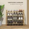 Bamboo Shoe Rack, 15.5 Cm Shelf Height, Ventilated Slat Design, 76 X 33 X 67 Cm, Natural Wood Effect