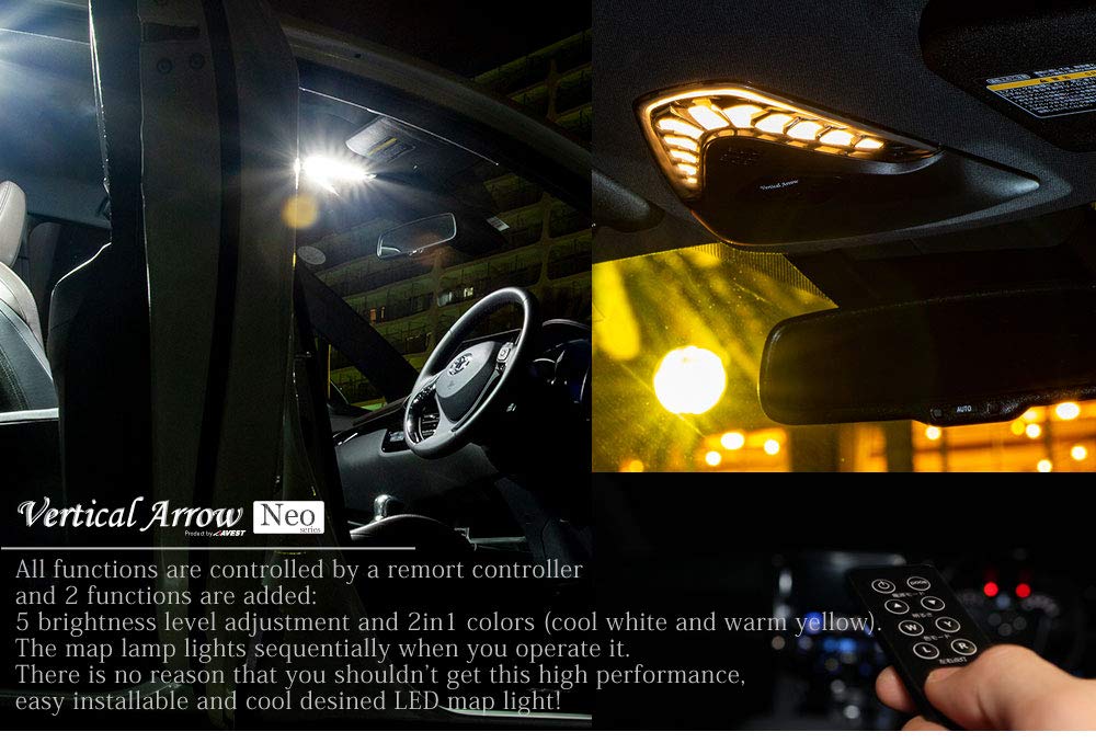 AVEST Vertical Arrow Neo LED Room Lamp for Toyota Bronze Gold Inner with Remote Control C-HR, Color,