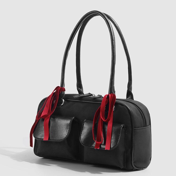 2025 New Bowling Bag Korean Blogger's Niche Versatile Boston Tote Bag Underarm Commuting Shoulder Bag Trendy