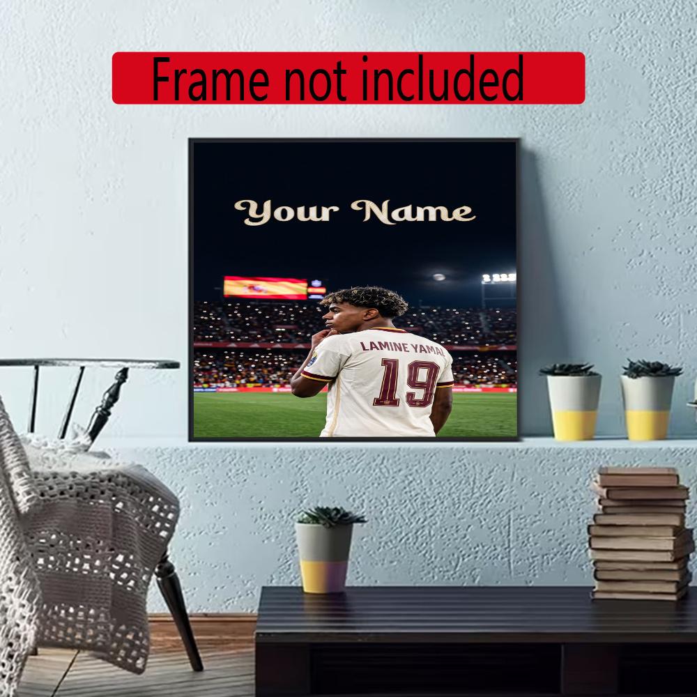 Lamin Yamal Customize Your Name Diamond Painting Round Diamond Diy Frameless Holiday Artwork Suitable For Home Office Wall Decoration