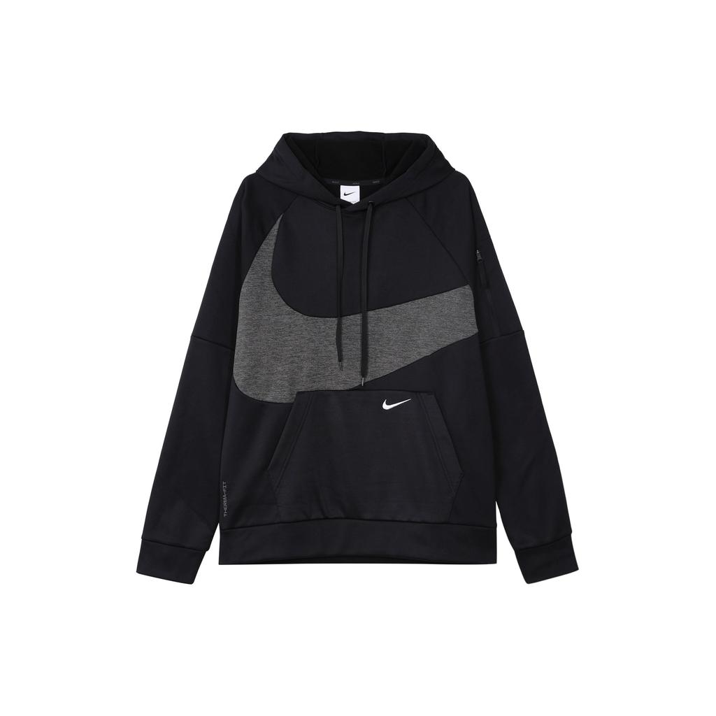 Nike Logo Print Drawstring Hoodie Long Sleeve Sweatshirt Men Tops Black DQ5402-010