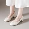 Fashion Round Toe Shallow Mouth Single Shoes Autumn New Slip-on Non-Slip Wear-Resistant Block Heel High Heels