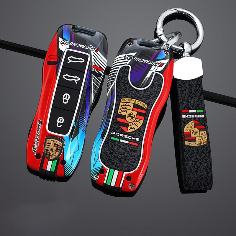 3/4 Buttons Zinc Alloy Car Key Case Racing Style Cover For Porsche Cayenne 911 996 Macan Panamera Boxster 986 987 981 Sticker