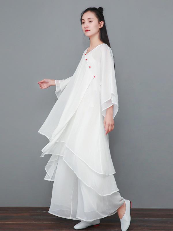 Women's Zen-Inspired Summer Hanfu Skirt - Retro Chinese Style
