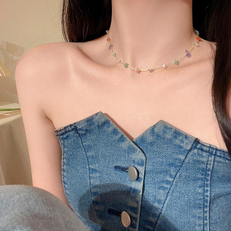 Trendy Charming Colorful Irregular Stone Necklace Bracelet For Women Girls Versatile Gorgeous Jewelry Accessories Gifts