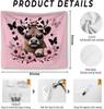 Pink Floral Butterfly Cow Tapestry,Coquette Pink Bow Cow Trendy Tapestry Wall Hanging, Cute Heifer Aesthetic Wall Tapestries For