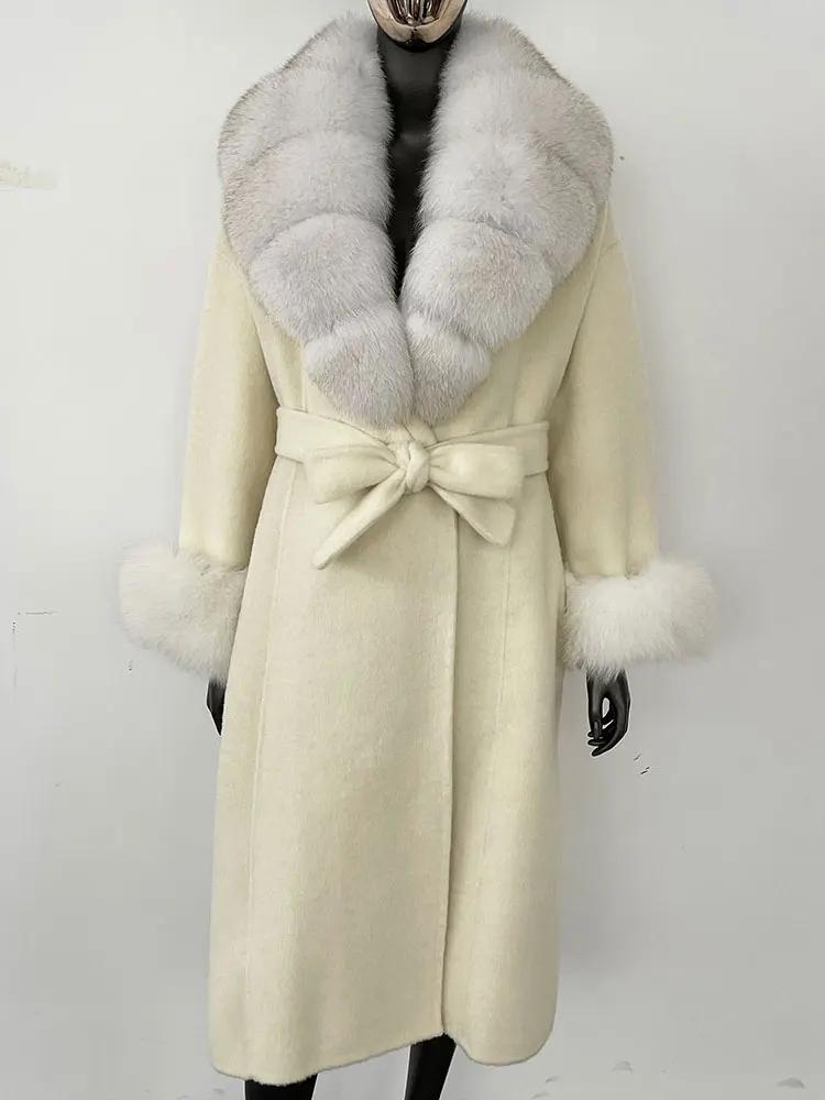 OFTBUY Wool Coat Women 2024 Autumn Winter Real Fox Fur Jacket Female Long Warm Natural Fox Fur Collar Fur Cuffs Coat Woolen Coat