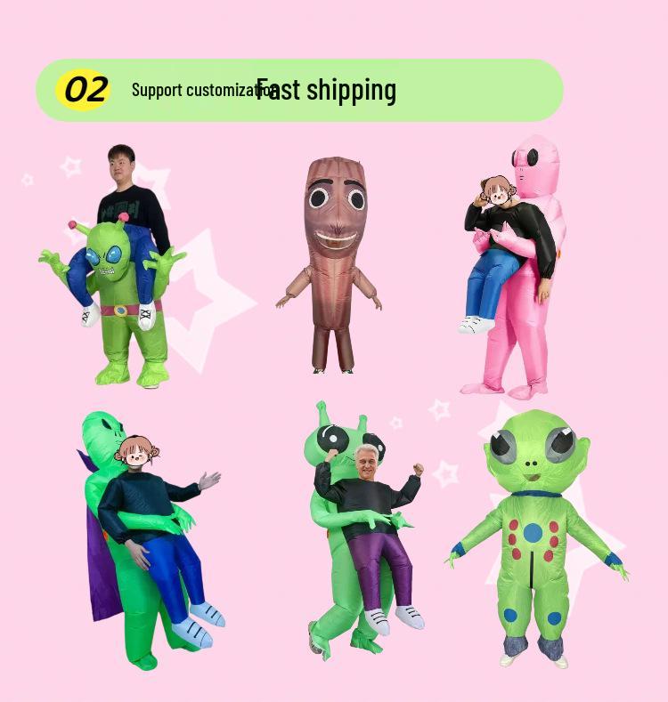 Costume Gonflable Dinosaure Alien Halloween Très Vendu - Tenue Poupée Drôle Créative pour Spectacles et Maquillage