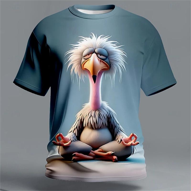 Fun Unique Animal 3D Print Men's T-Shirt Summer Loose-Fit Short-Sleeve Top Casual Crew Neck T-Shirt