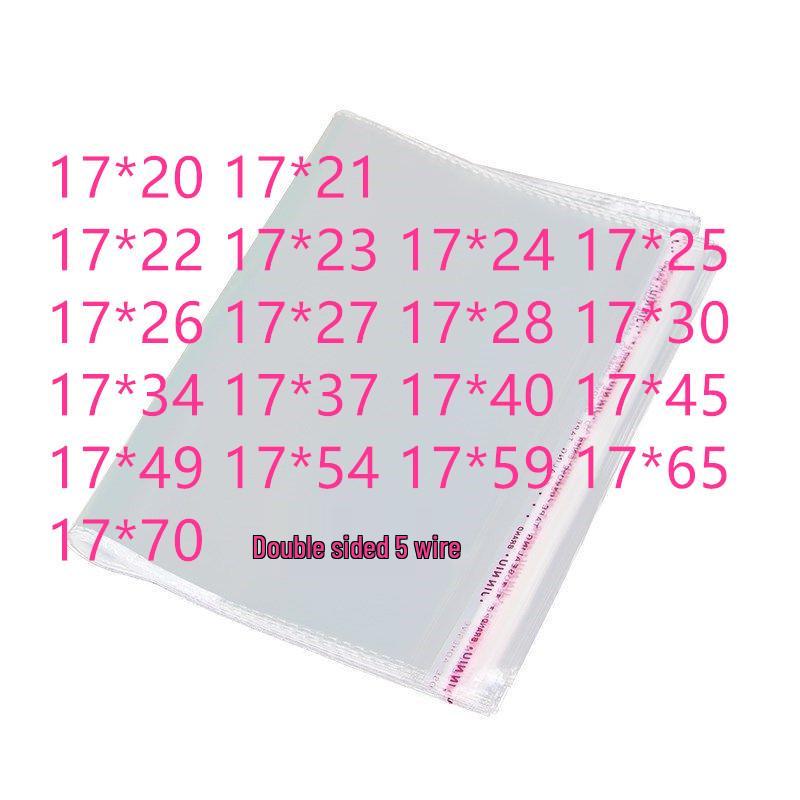 

Pack of 100 Transparent OPP Self-Adhesive Bags - 17 Long Strip Packaging 17*17+3 slits with perforations, 5 silk