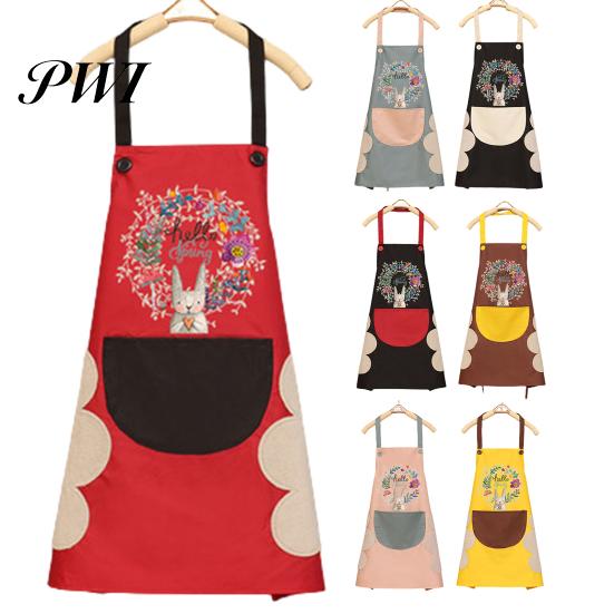 Aftørrelig Vandtæt Olieafvisende Tegneserie Krans Kanin Køkken Neglesalon Forklæde